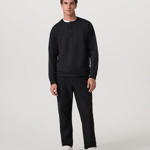 Vuori Heathered Dark Gray/BlackLong Sleeve Coronado Henley - Relaxed Fit Size XL